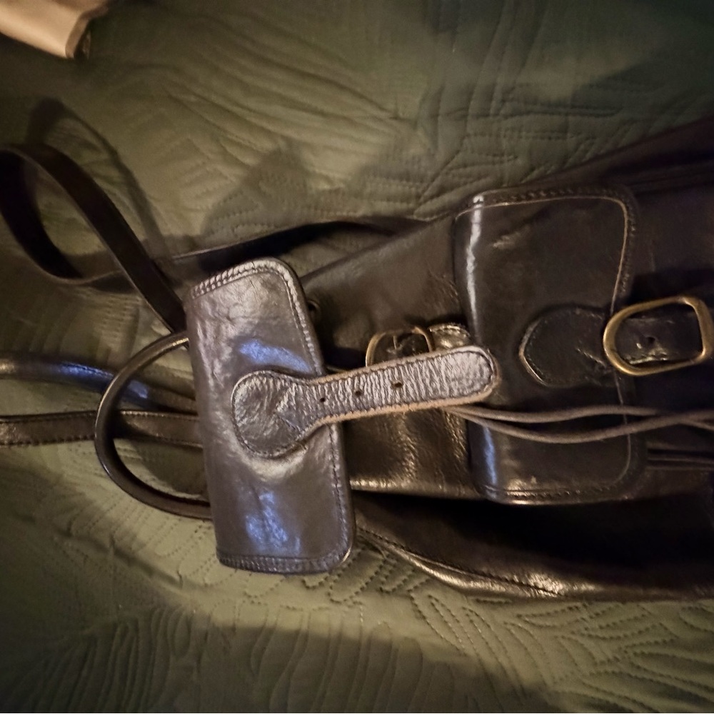 Black distressed leather bag